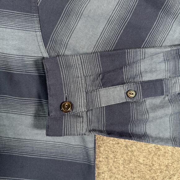 Patagonia Hoodie Mens Large Blue Lightweight Fjord Flannel Hoody Striped Organic - Picture 10 of 16